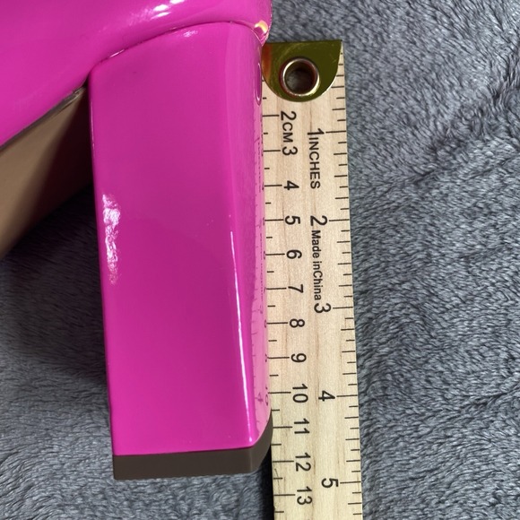Wild Pair Boots Womens 9.5 Medium Pink Patent Booties Chunky Heel Party Shoes - Picture 7 of 13